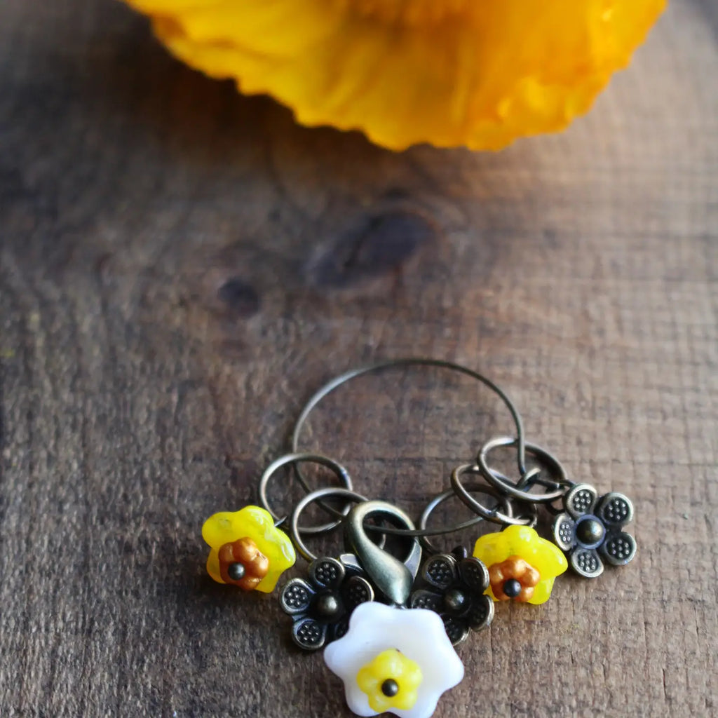 NNK Press Yellow Blooms Stitch Markers ~ April Showers