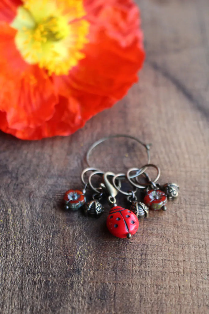 NNK Press Ladybug Stitch Markers ~ Garden Visitors