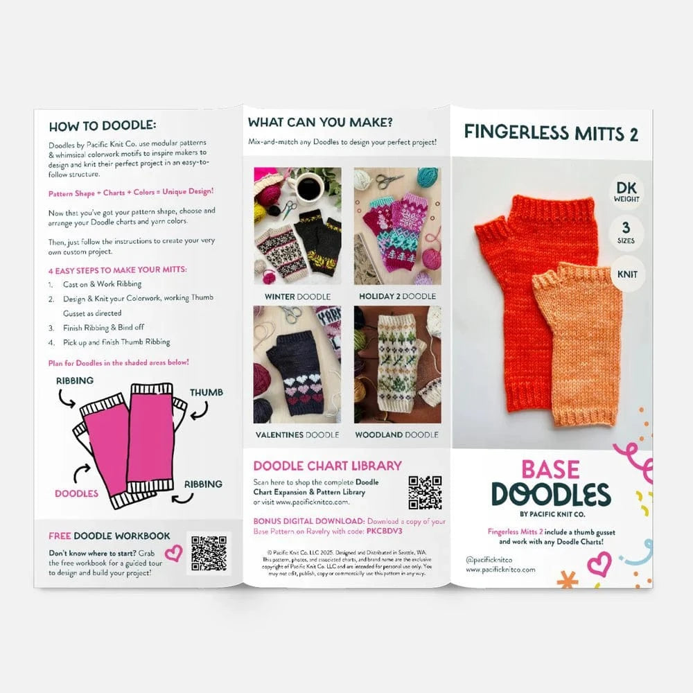 Pacific Knit Co. Patterns Base Doodle Fingerless II Mitten Pattern