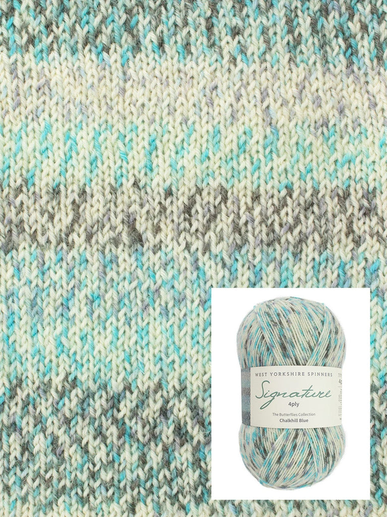 West Yorkshire Spinners Yarn 1242 Chalkhill Blue Signature 4ply- Butterflies
