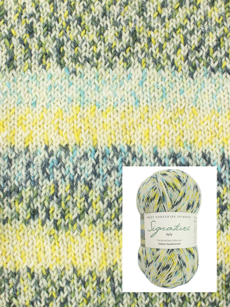 West Yorkshire Spinners Yarn 1245 Yellow Swallowtail Signature 4ply- Butterflies