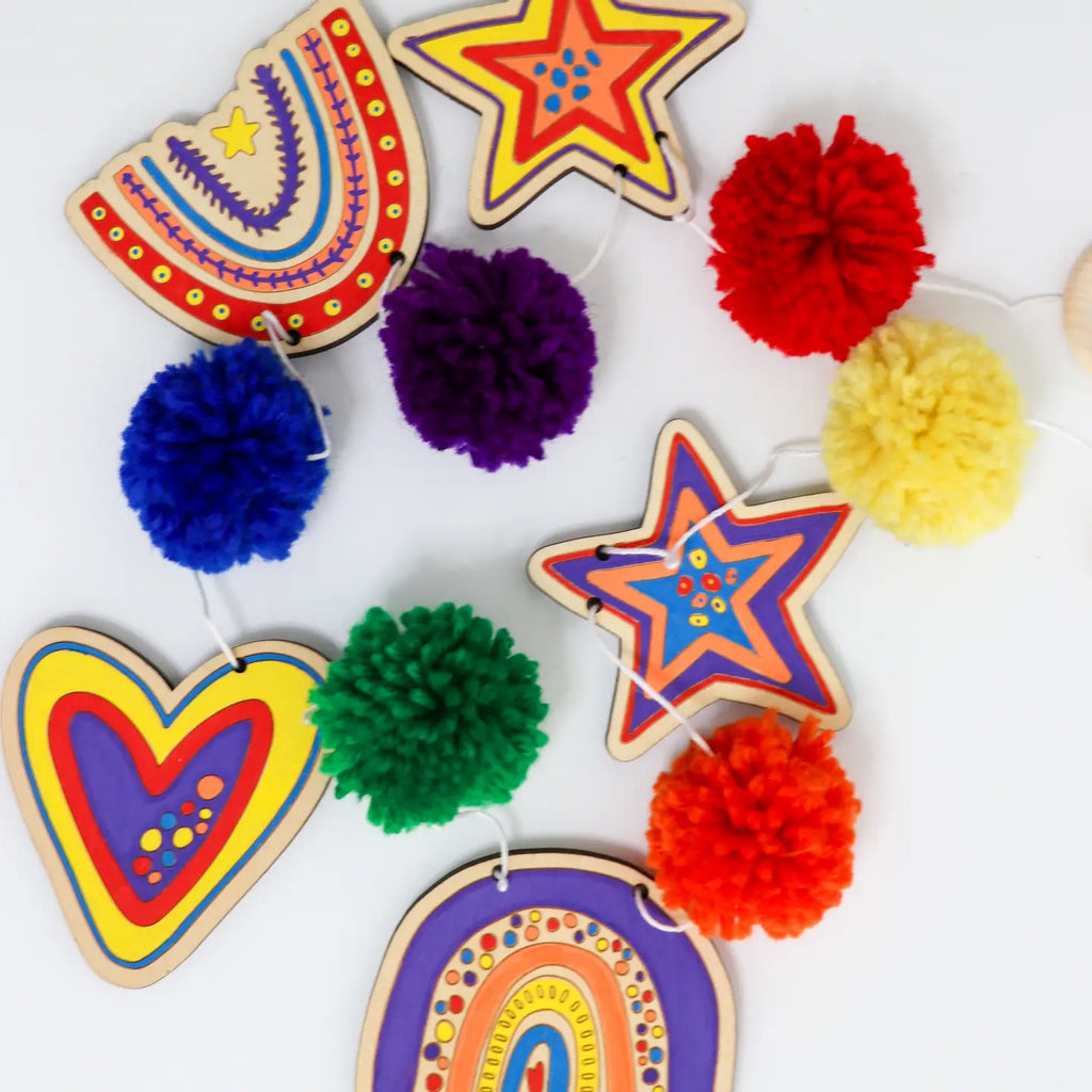 Woodsy Craft Co. Kit Rainbow Kids DIY Garland Kit