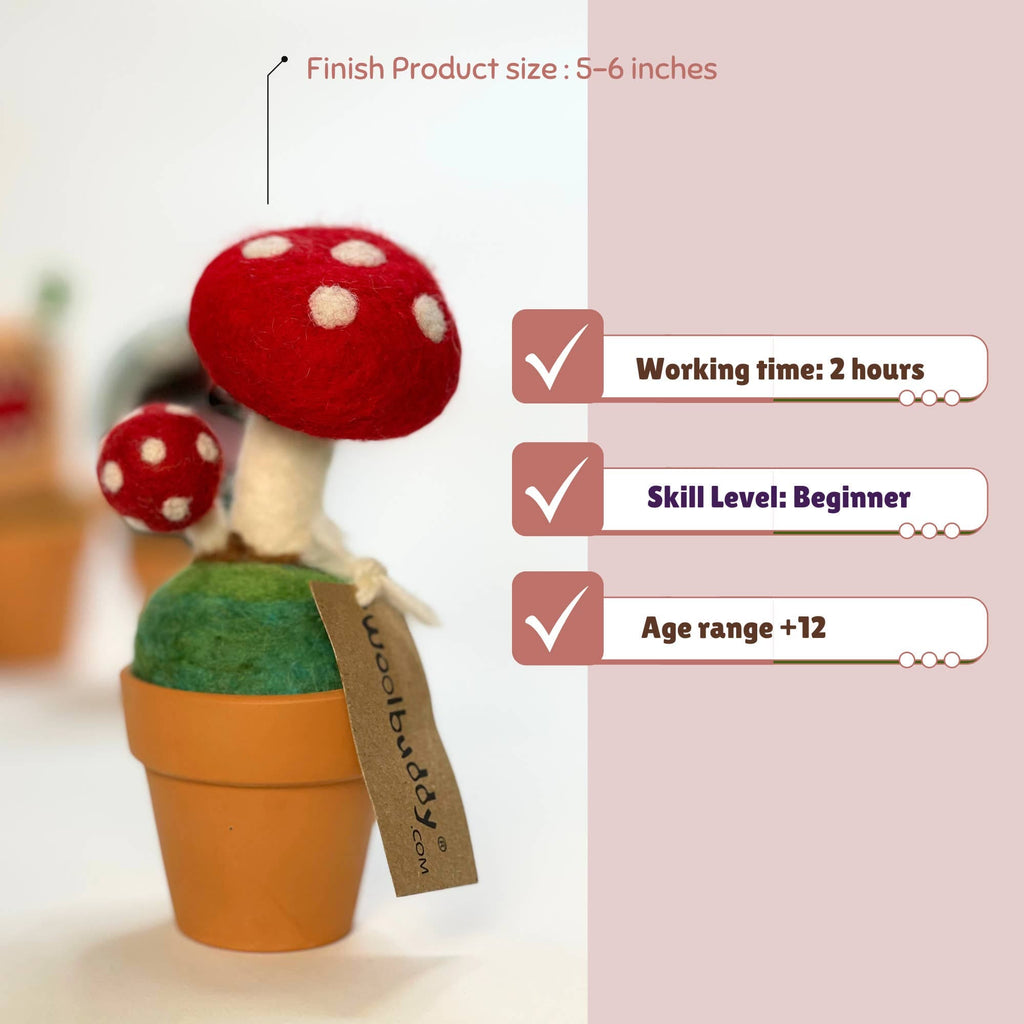 Woolbuddy Needlefelting Mushroom Monster Needle Felting Kit