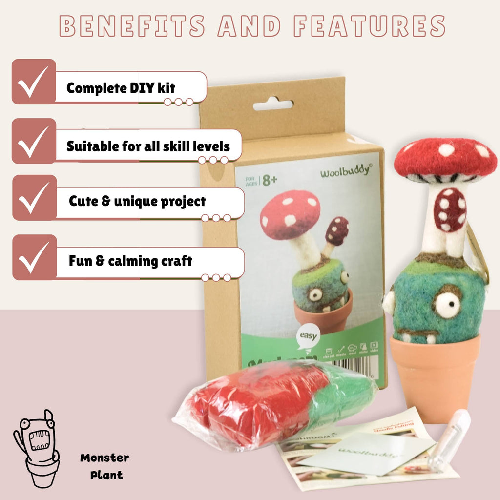 Woolbuddy Needlefelting Mushroom Monster Needle Felting Kit