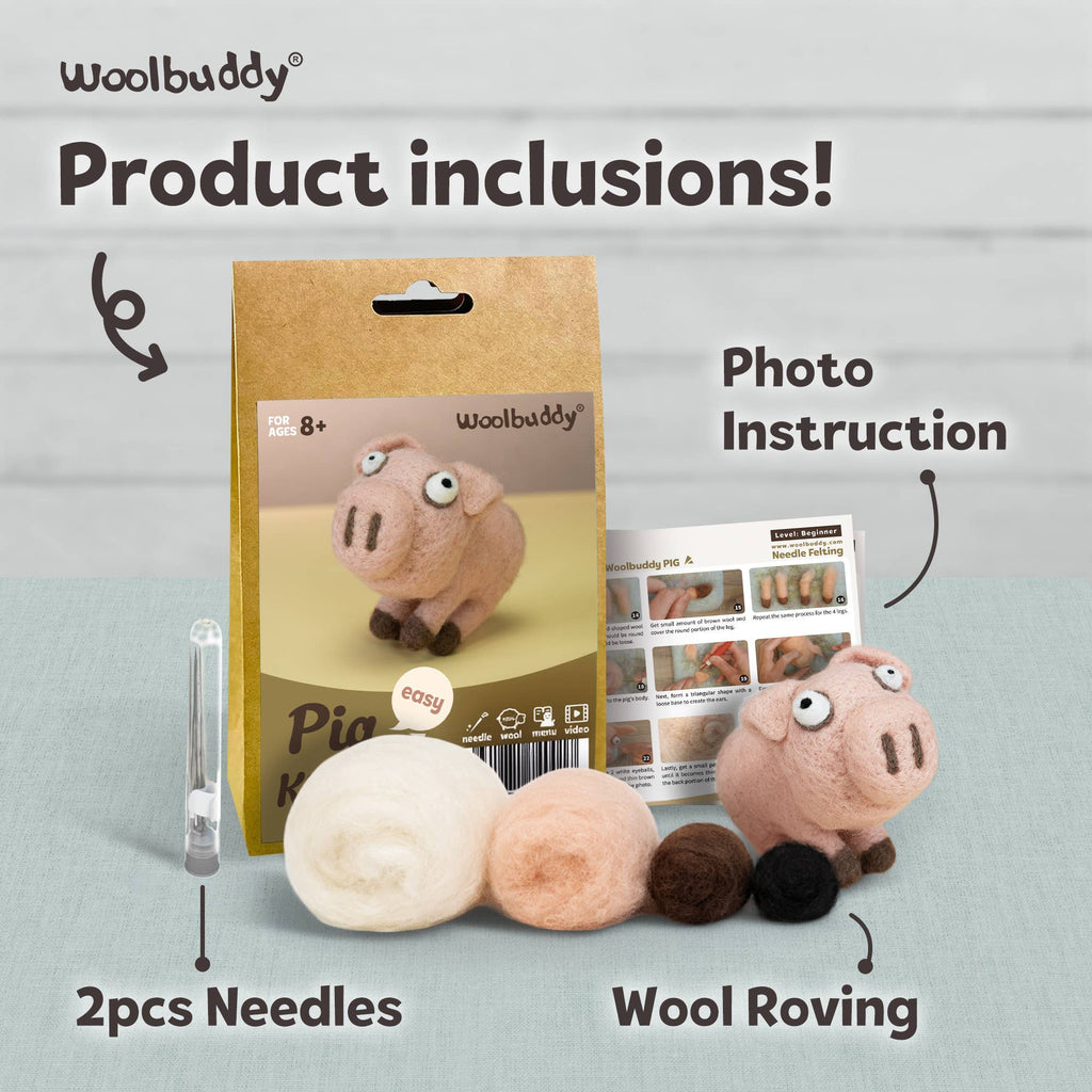 Woolbuddy Needlefelting Pig Needle Felting Kit
