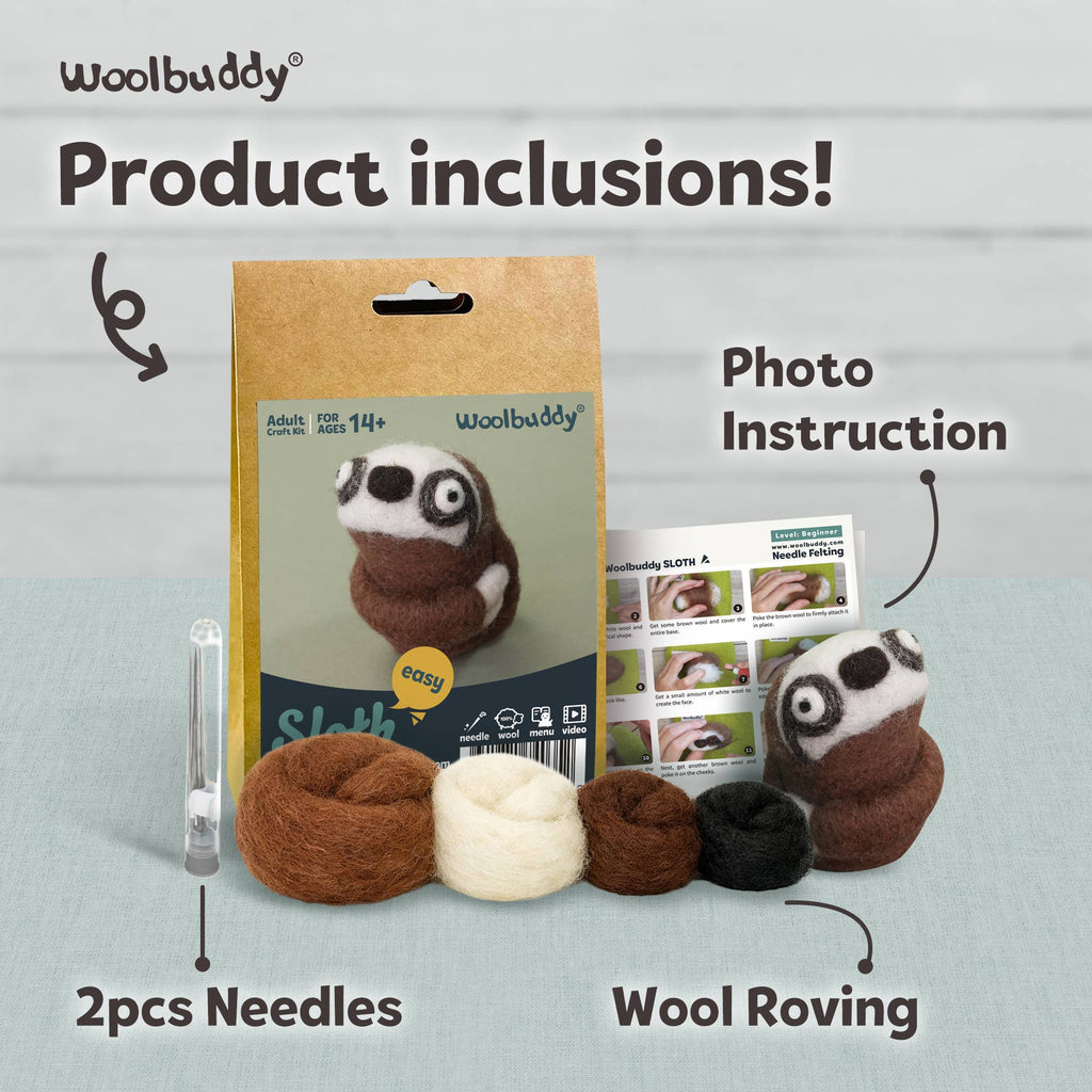 Woolbuddy Needlefelting Sloth Needle Felting Kit