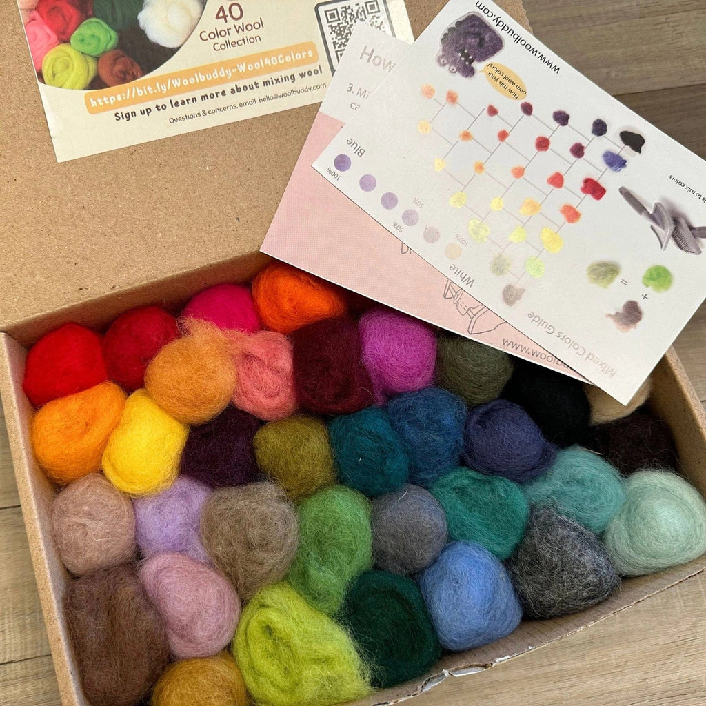 Woolbuddy Needlefelting Wool Roving 40 Pack