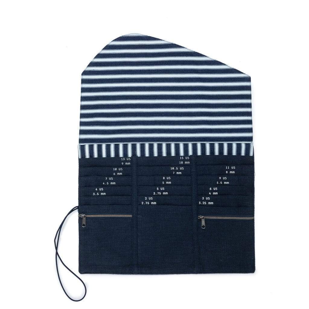 Della Q Tools & Gifts Navy Linen Tri-fold Circular Case