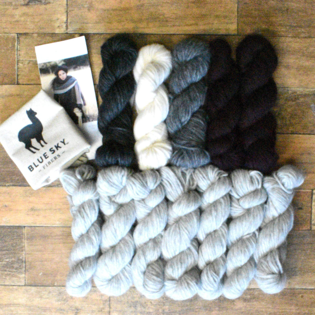 Ewe-nique Knits Gray with a Pop! Tamarack Blanket Scarf kit