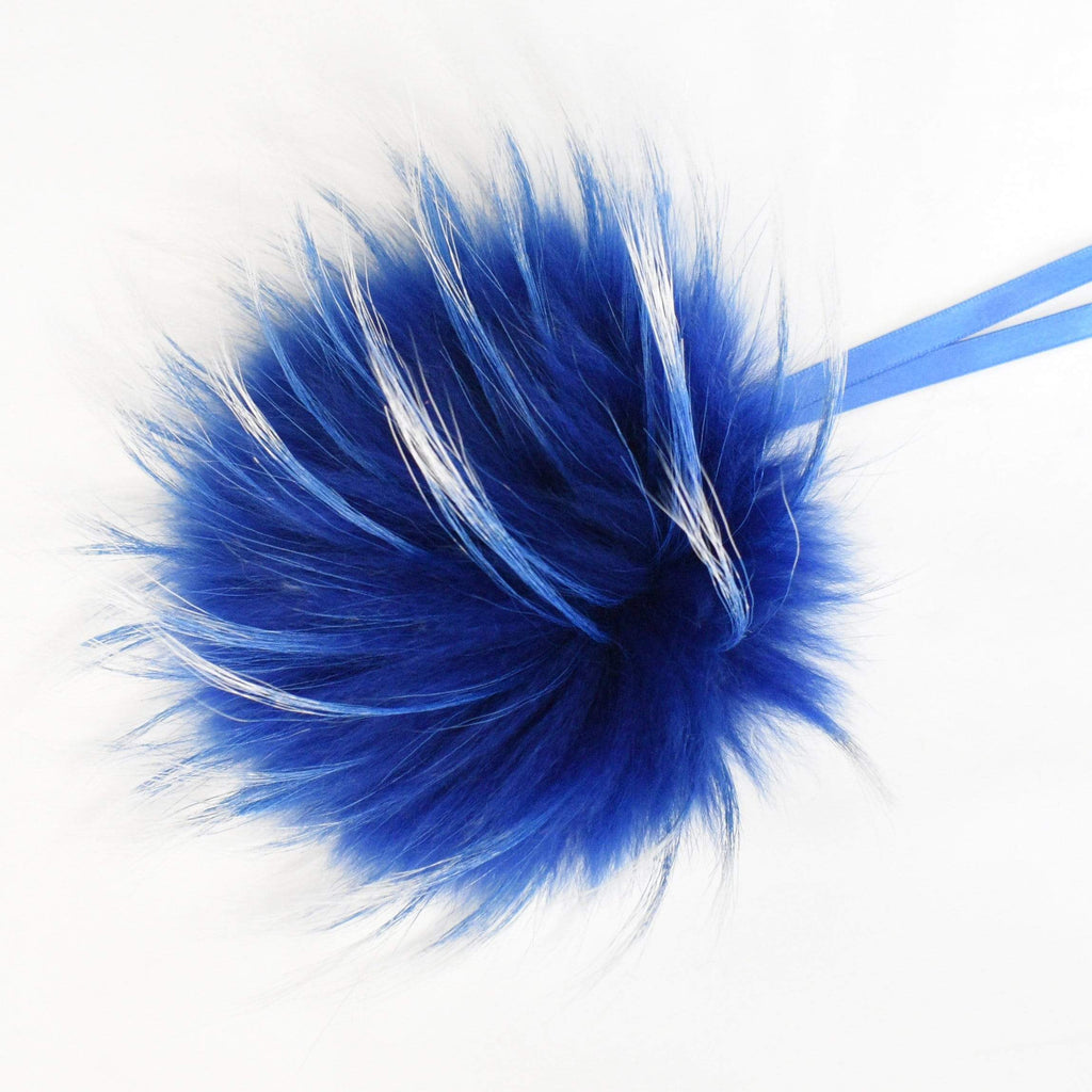 Schildkraut Fur Co. Tools & Gifts Dyed Royal Blue with White Finn Tips Fur Pompoms by Schildkraut