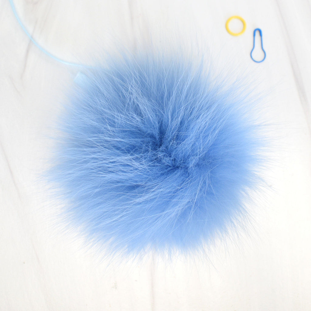 Schildkraut Fur Co. Tools & Gifts Small Dyed Carolina Blue Fur Pompoms by Schildkraut
