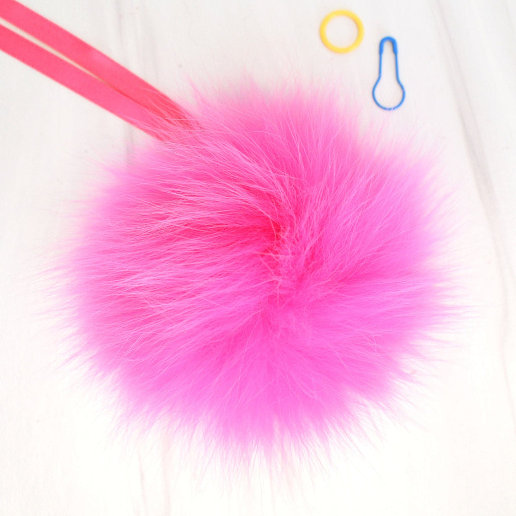 Schildkraut Fur Co. Tools & Gifts Small Dyed Hot Pink Fur Pompoms by Schildkraut